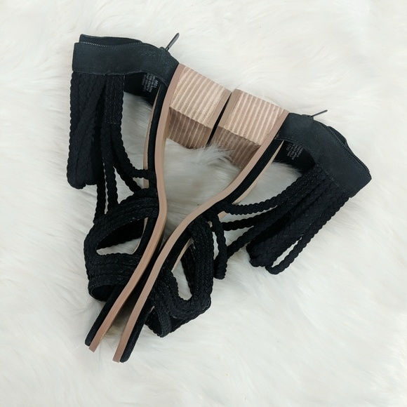 New! Torrid Black Real Suede Braided Strap Block H - Picture 8 of 8